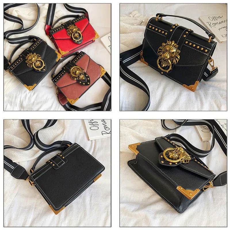 Bolso cuadrado con cabeza de león - Kamivashop