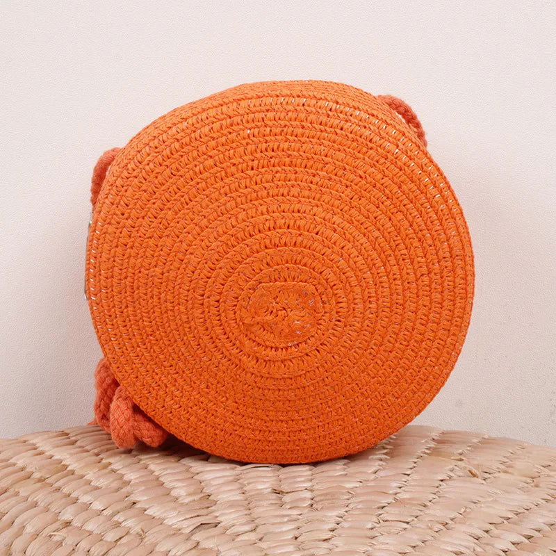 Bolso redondo de ratán Naranja
