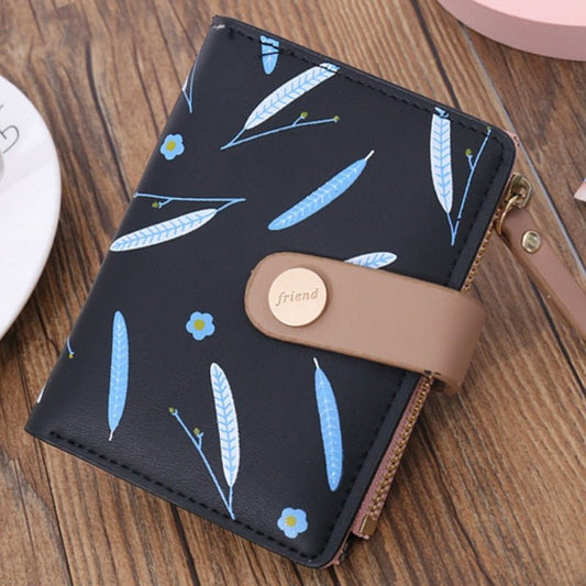 Cartera con estampado hojas Negro