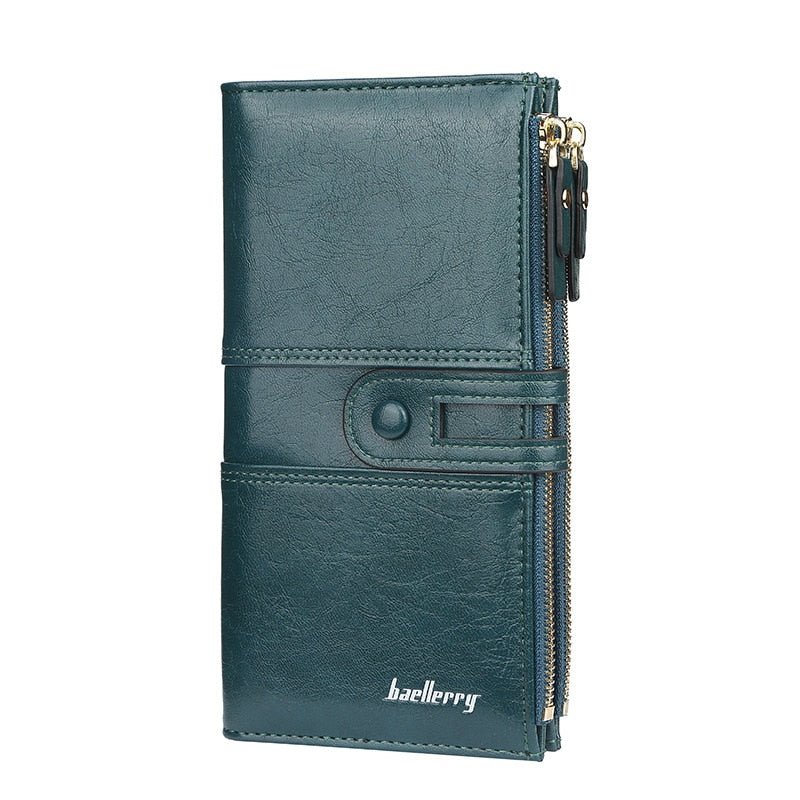 Cartera larga color solido Verde oscuro