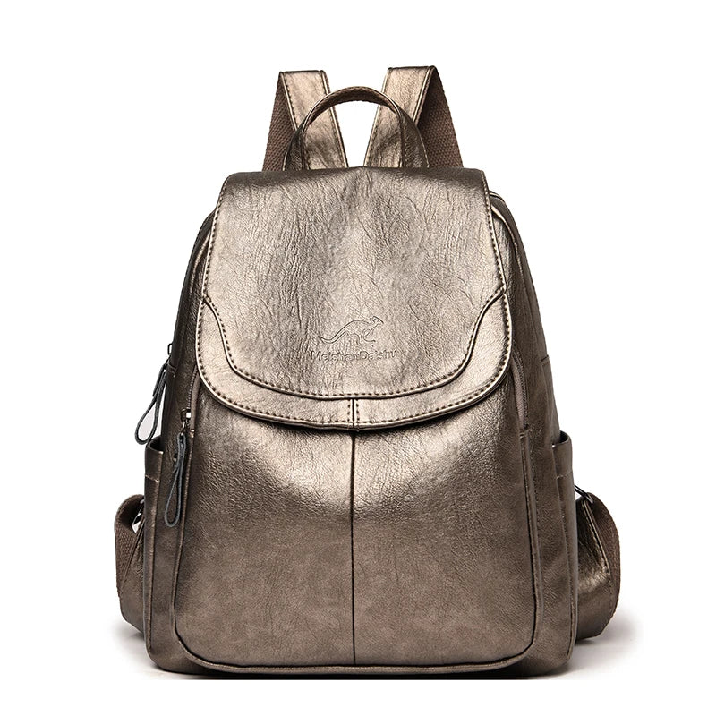 Mochila de cuero partido Dorado