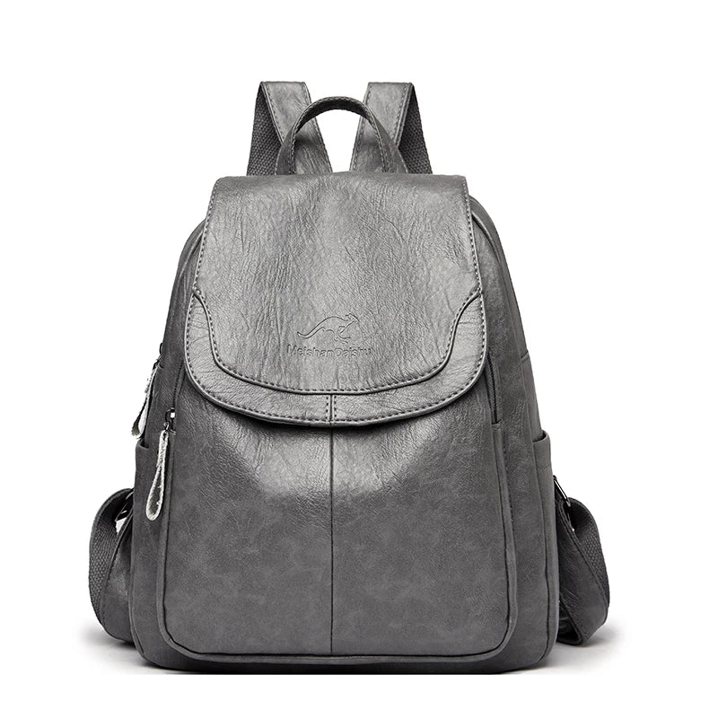 Mochila de cuero partido Gris