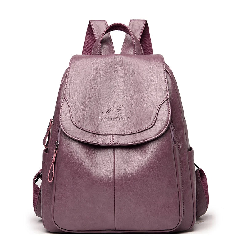 Mochila de cuero partido Morado