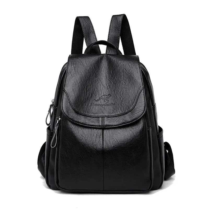 Mochila de cuero partido Negro