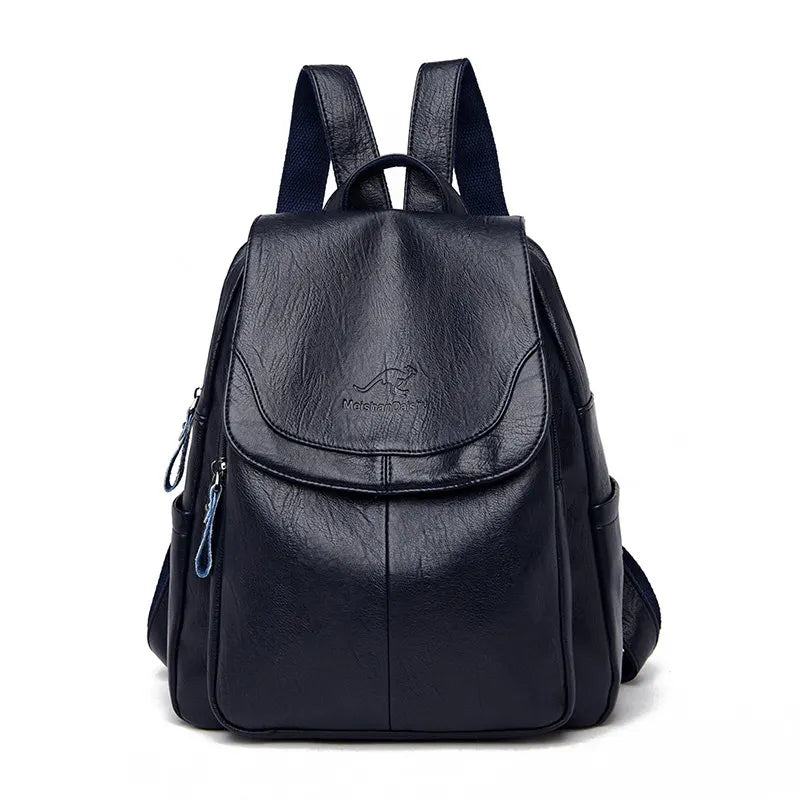 Mochila de cuero partido Azul oscuro