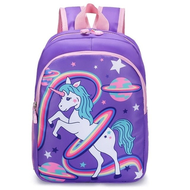Mochila escolar diseño unicornio Morado