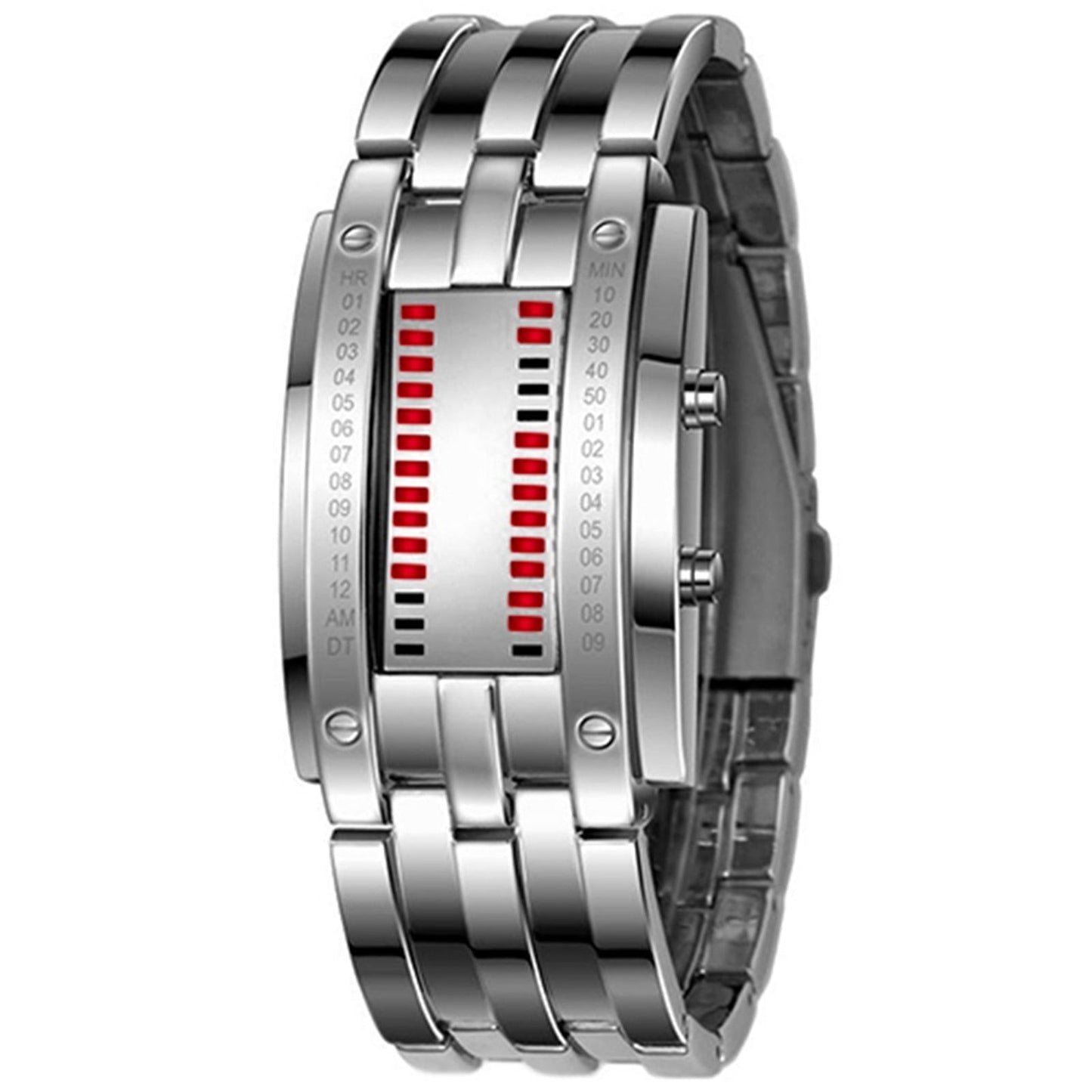 Reloj deportivo unisex Plata roja grande
