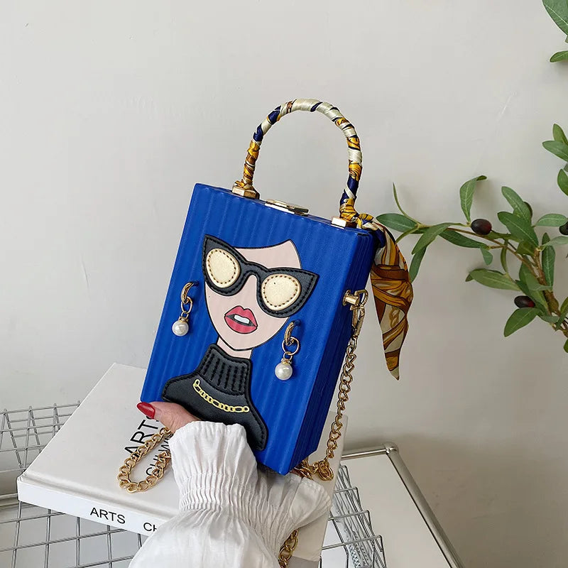 Bolso cuadrado Azul 13x5x17cn