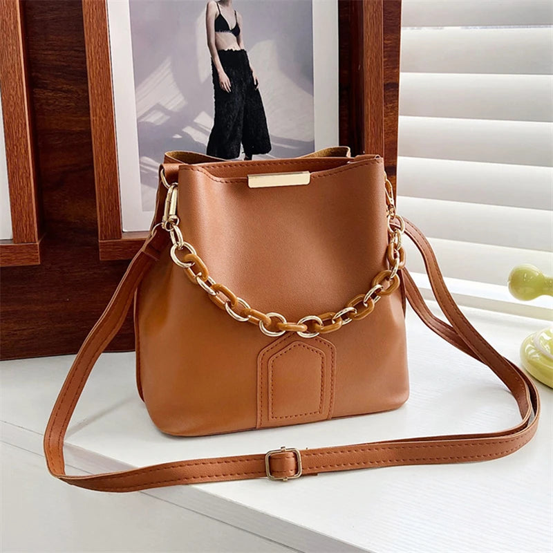 Bolso con cadena Marrón 20x9x17cm