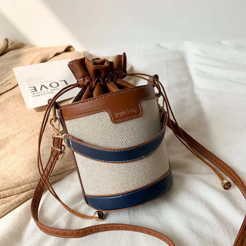 Bolso en forma de cilindro Azul 16X20X12cm