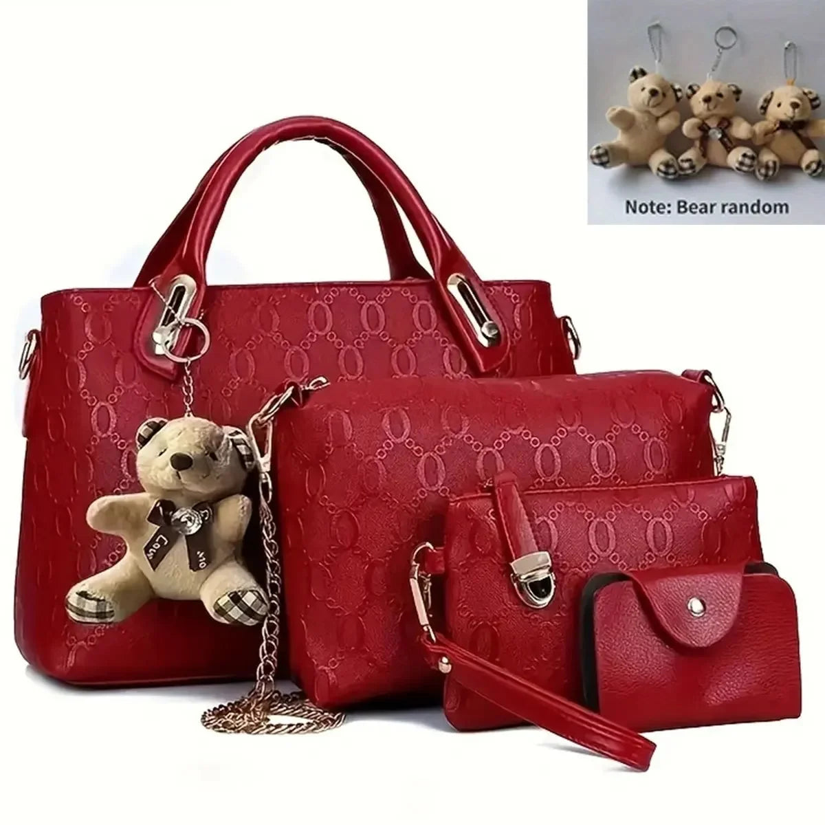 Conjunto de bolso 4 piezas Burdeos