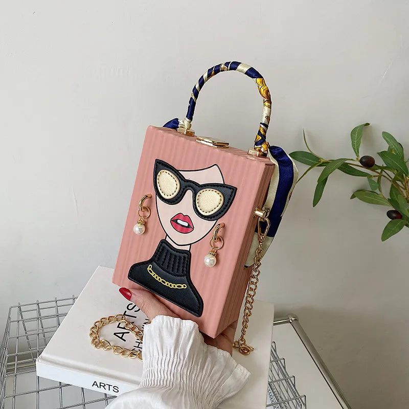 Bolso cuadrado Rosa 13x5x17cn
